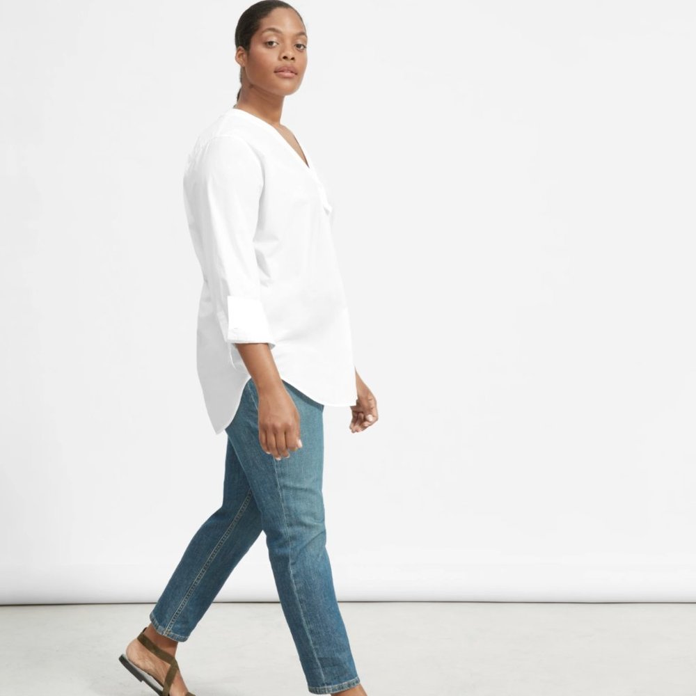Everlane The Poplin V-Neck Tunic Shirt